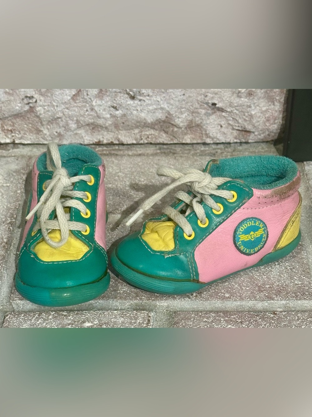 Vintage Toddler Universe Multicolor Pink Green Yellow High-Top Sneakers